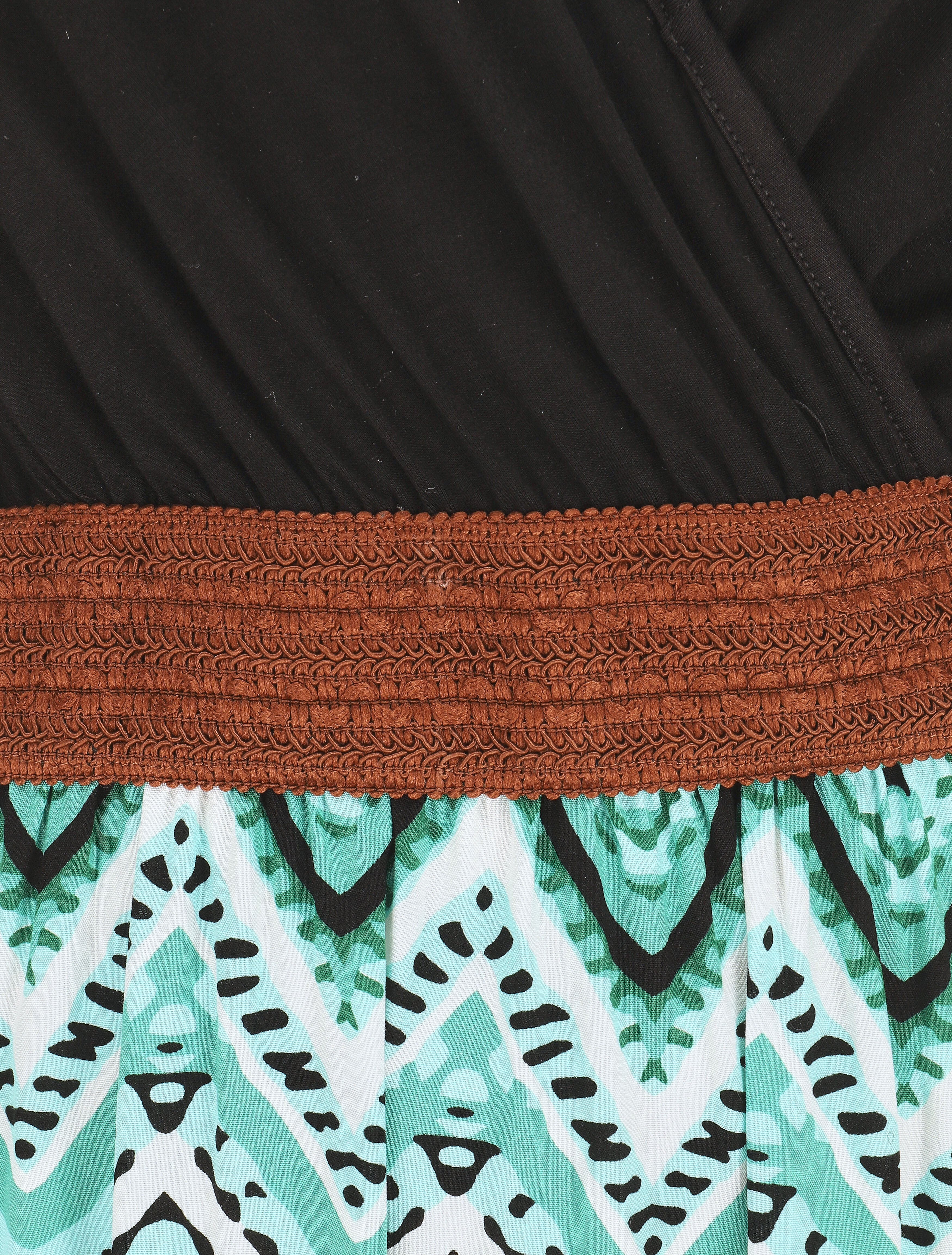 Robe longue à jupe imprimé graphique - Vert - 3
