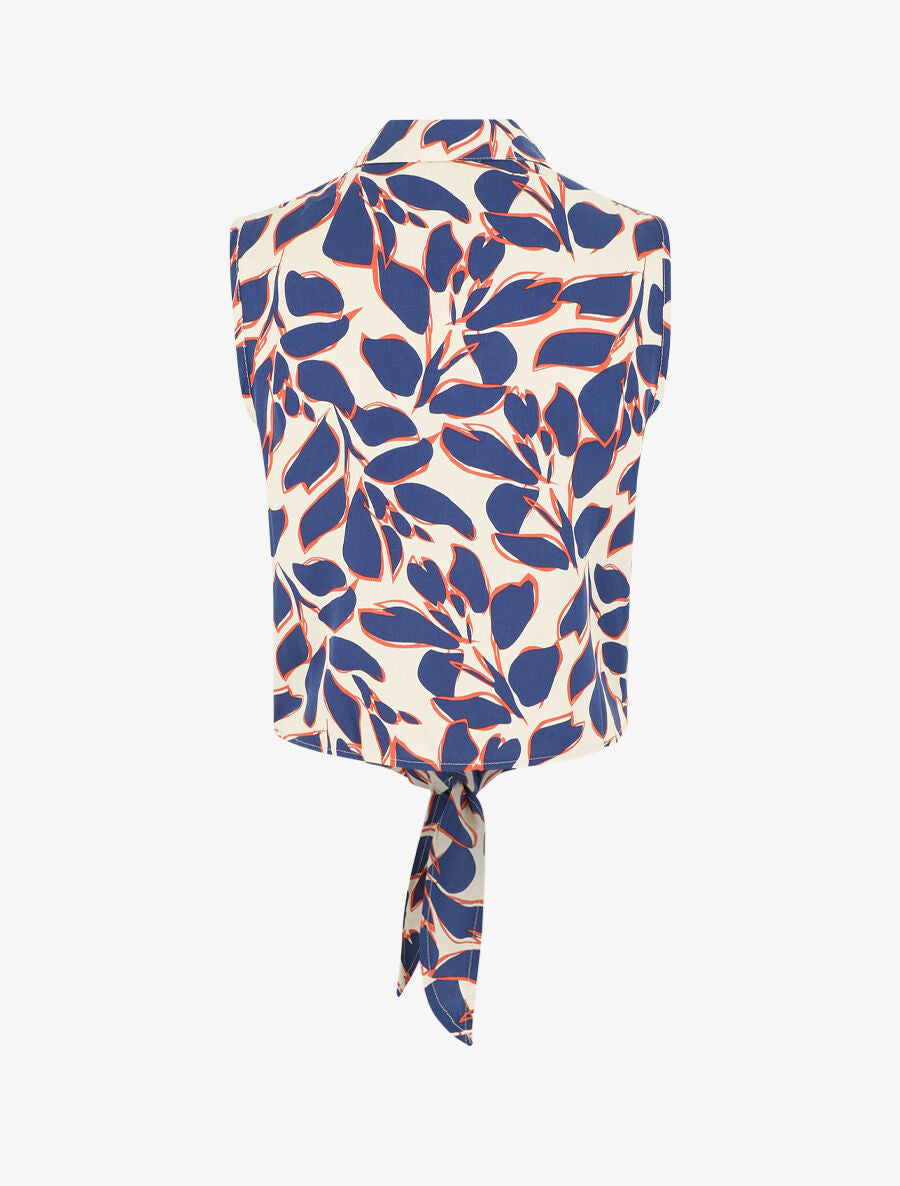 Chemise courte sans manches imprimé graphique - Marine - 2