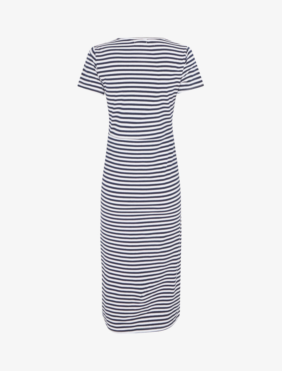 Robe longue fendue style marinière - Bleu nuit - 2