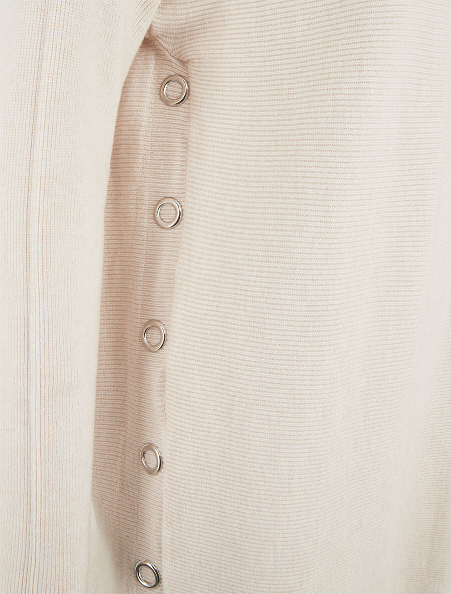 Pull ample col roulé et anneaux - Crème - 3