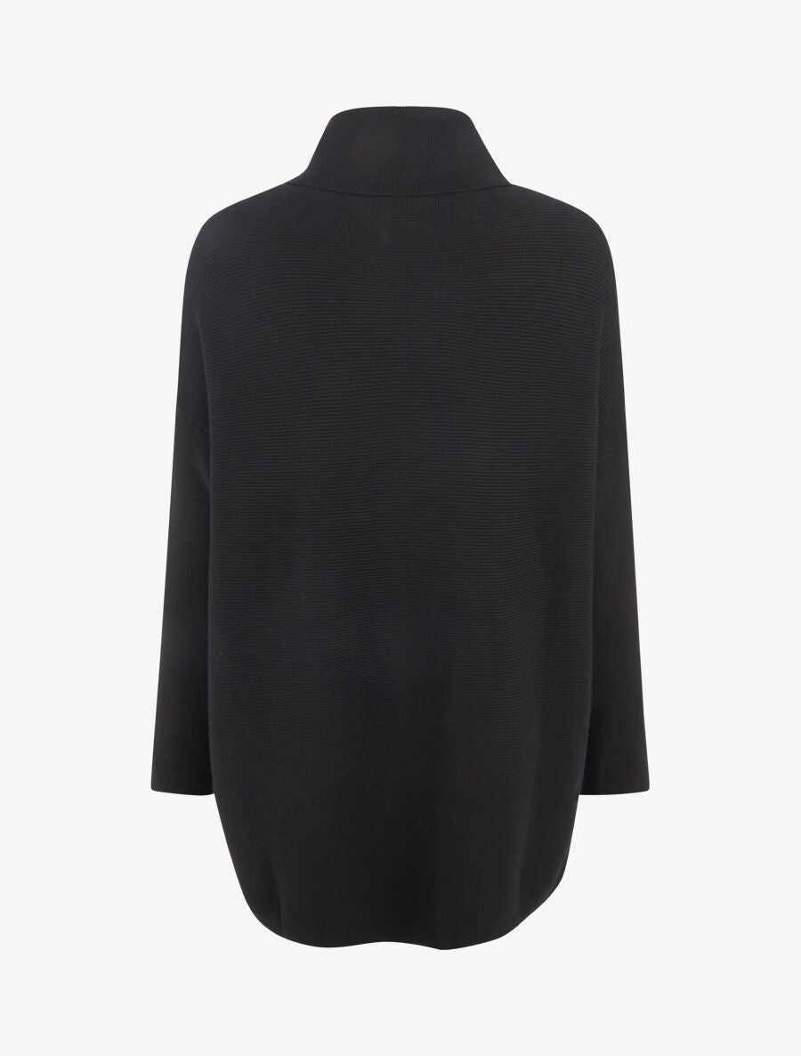 Pull ample col roulé et anneaux - Noir - 2
