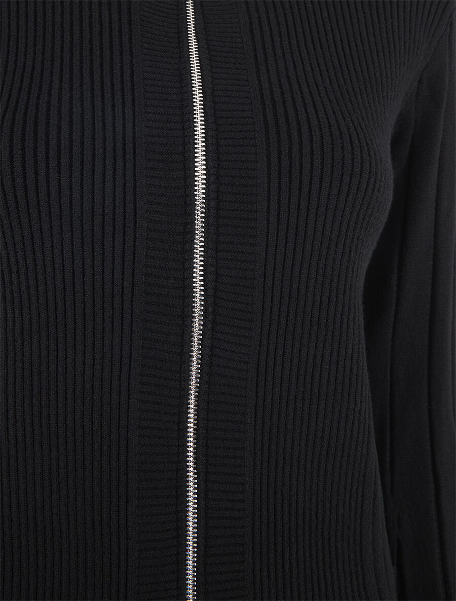 Gilet côtelé ajusté à zip - Noir - 3