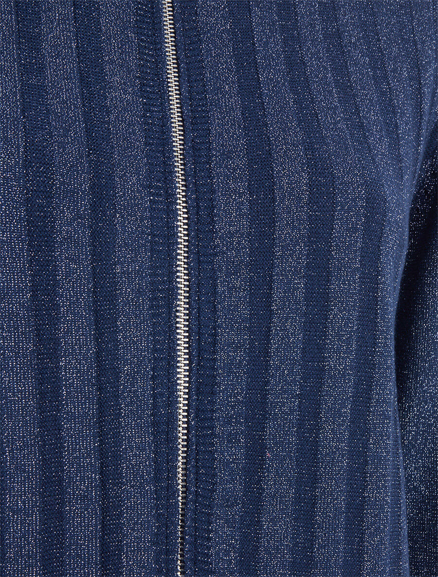 Gilet irisé coupe droite à zip - Marine - 3