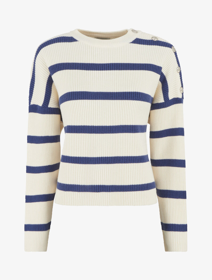 Pull rayé boutonné à l&