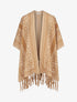 Poncho à imprimé graphique et franges - Camel - 4