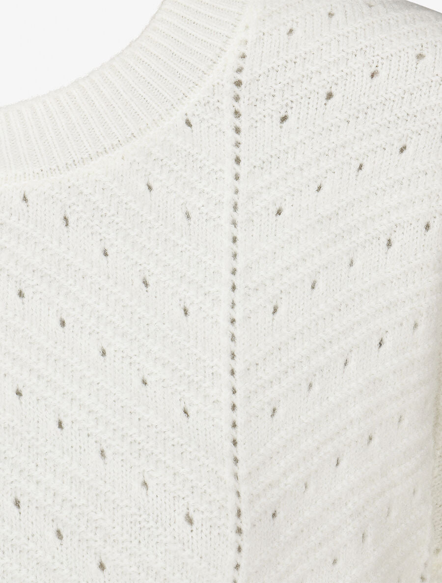 Pull droit uni en maille fantaisie - Blanc - 3