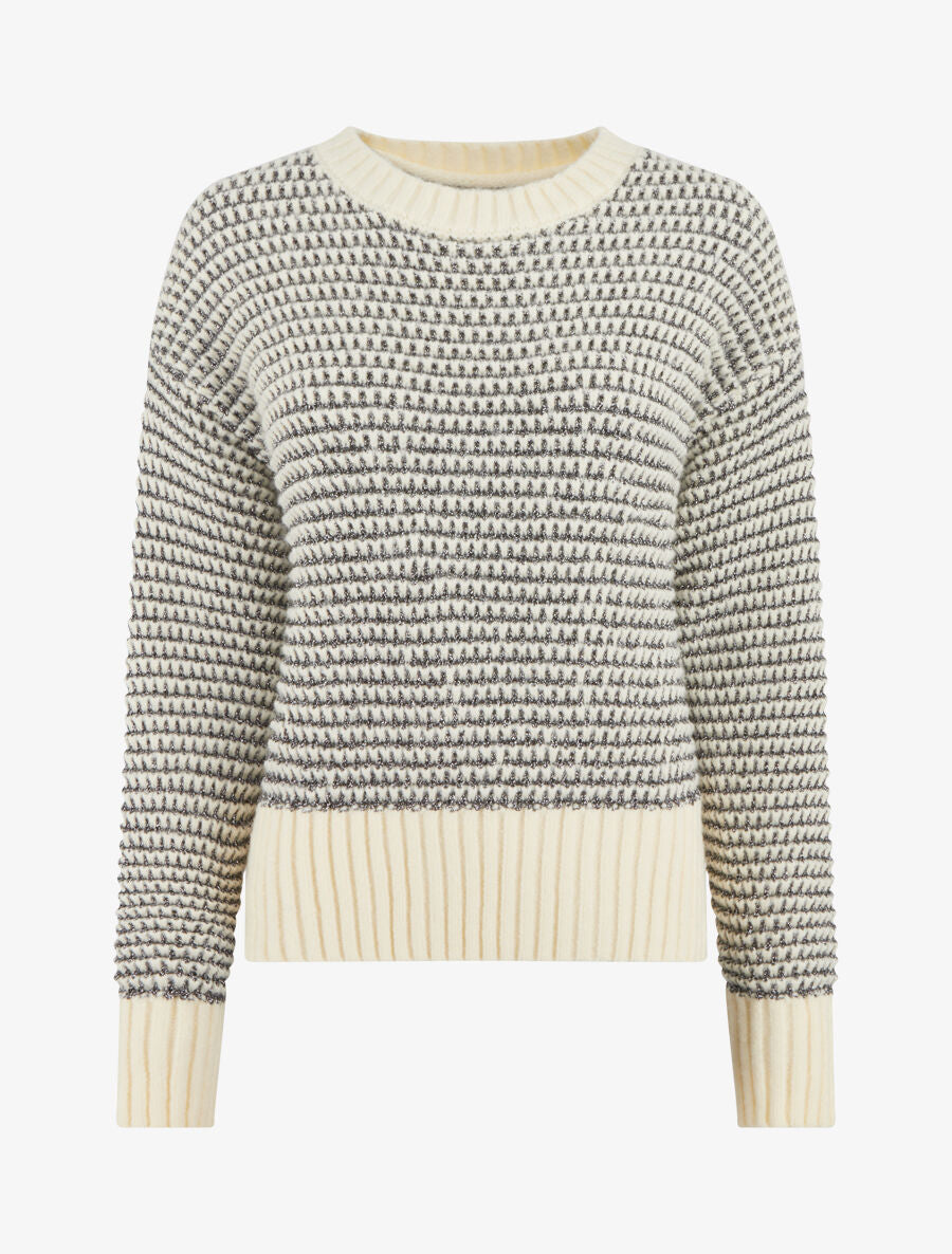 Pull à col rond irisé - Crème - 1