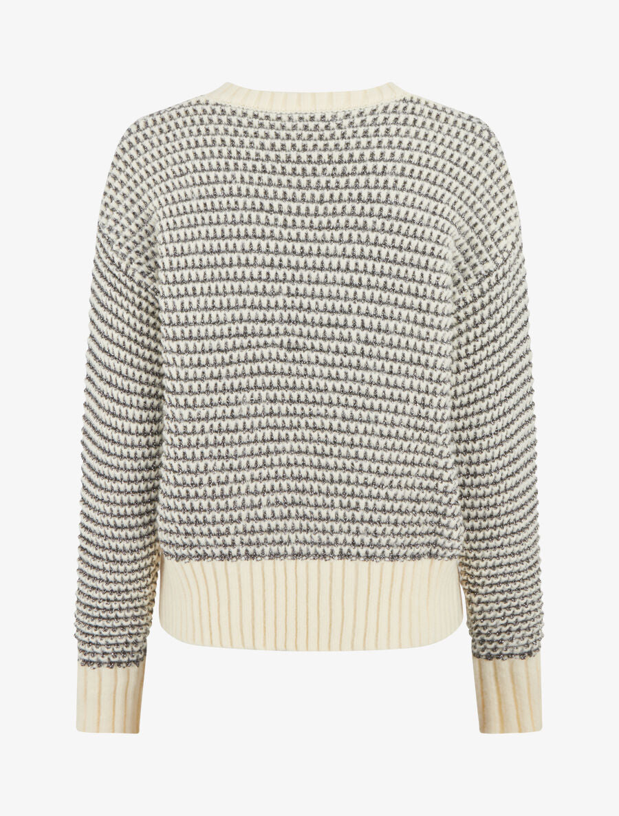Pull à col rond irisé - Crème - 2