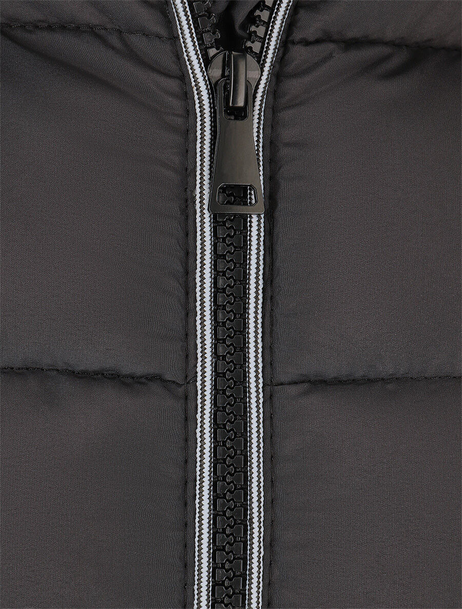 Doudoune unie à capuche amovible - Noir - 3