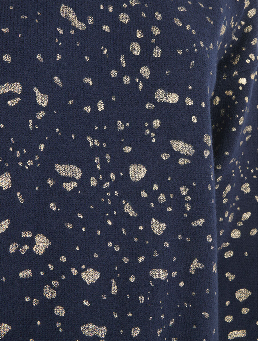 Pull uni à imprimé moucheté irisé - Marine - 3