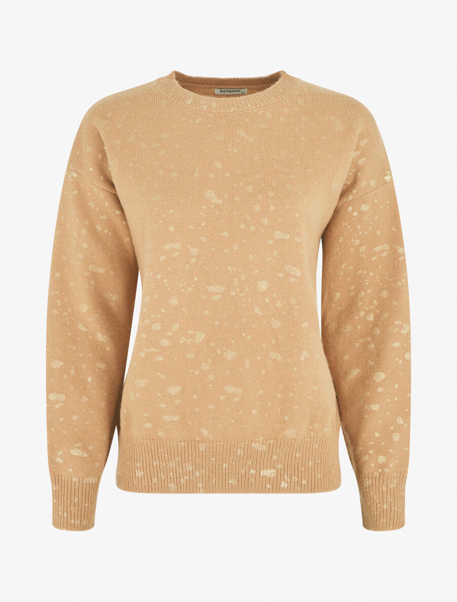 Pull uni à imprimé moucheté irisé - Camel - 4