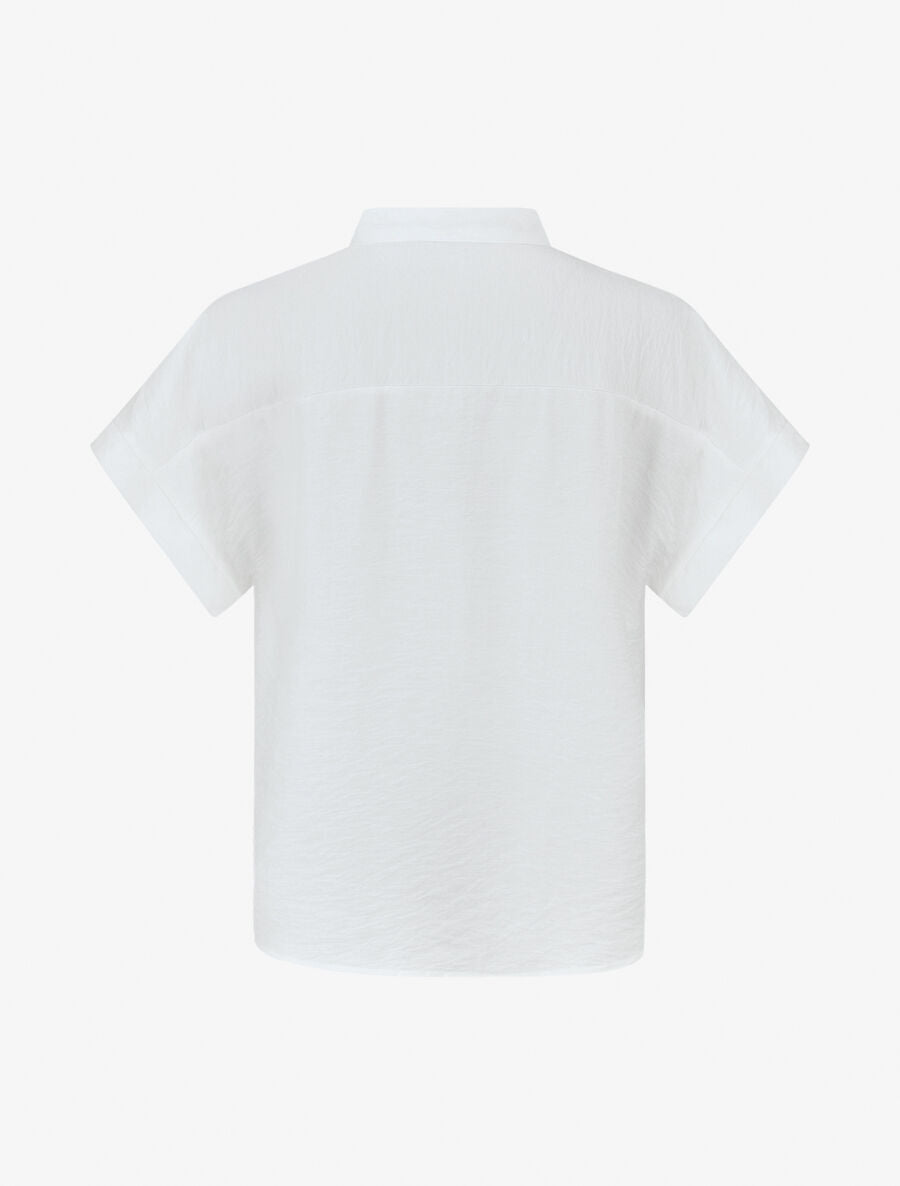 Chemise manches courtes à empiècements en crochet - Blanc - 2