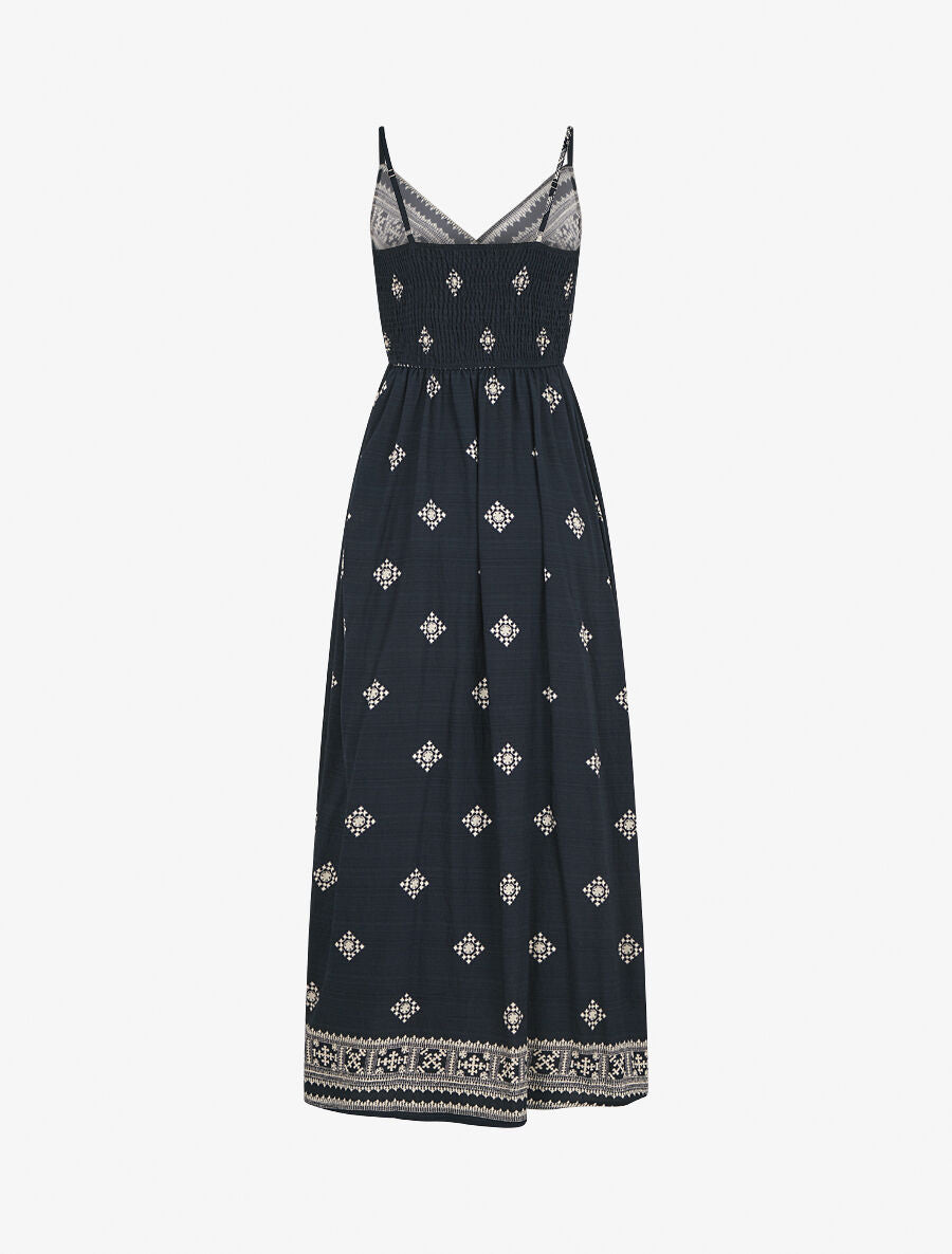Robe longue à fines bretelles à imprimé fantaisie - Marine - 2