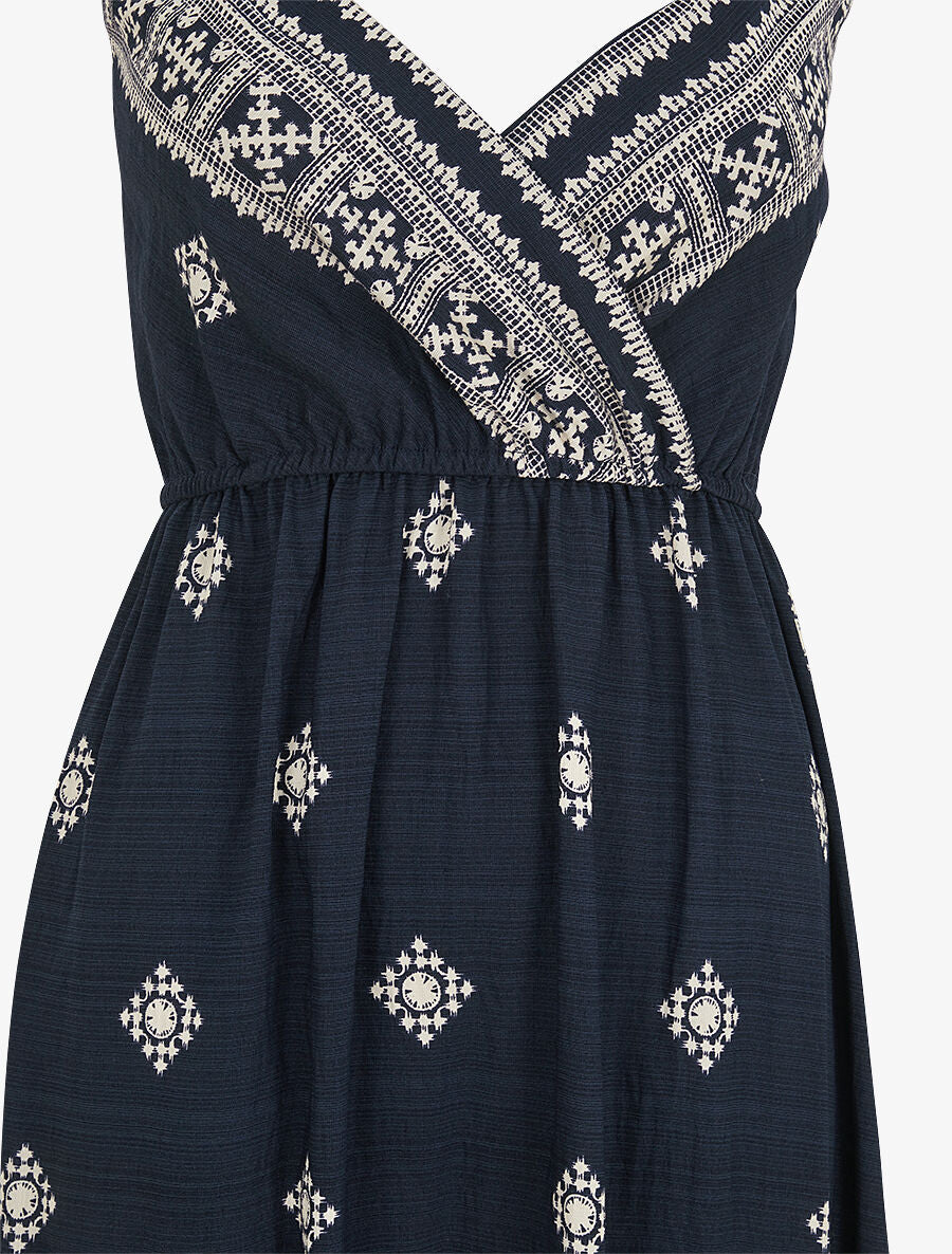 Robe longue à fines bretelles à imprimé fantaisie - Marine - 3