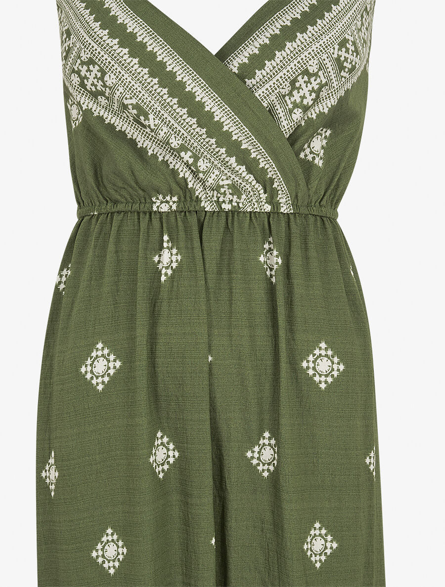 Robe longue à fines bretelles à imprimé fantaisie - Vert - 3