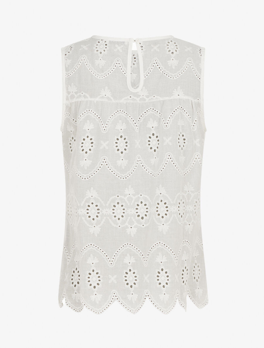 Top droit sans manches en broderie anglaise - Blanc - 2