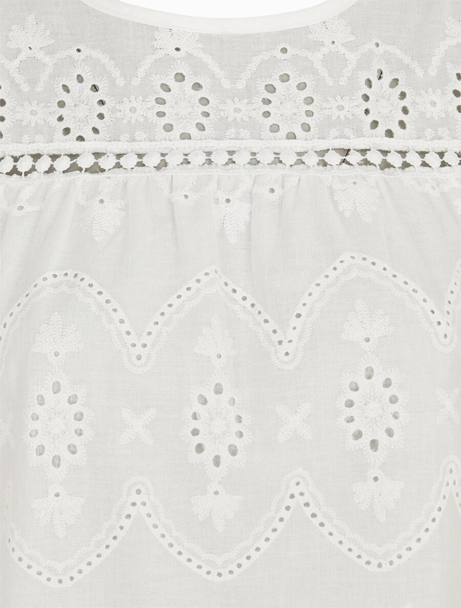 Top droit sans manches en broderie anglaise - Blanc - 3