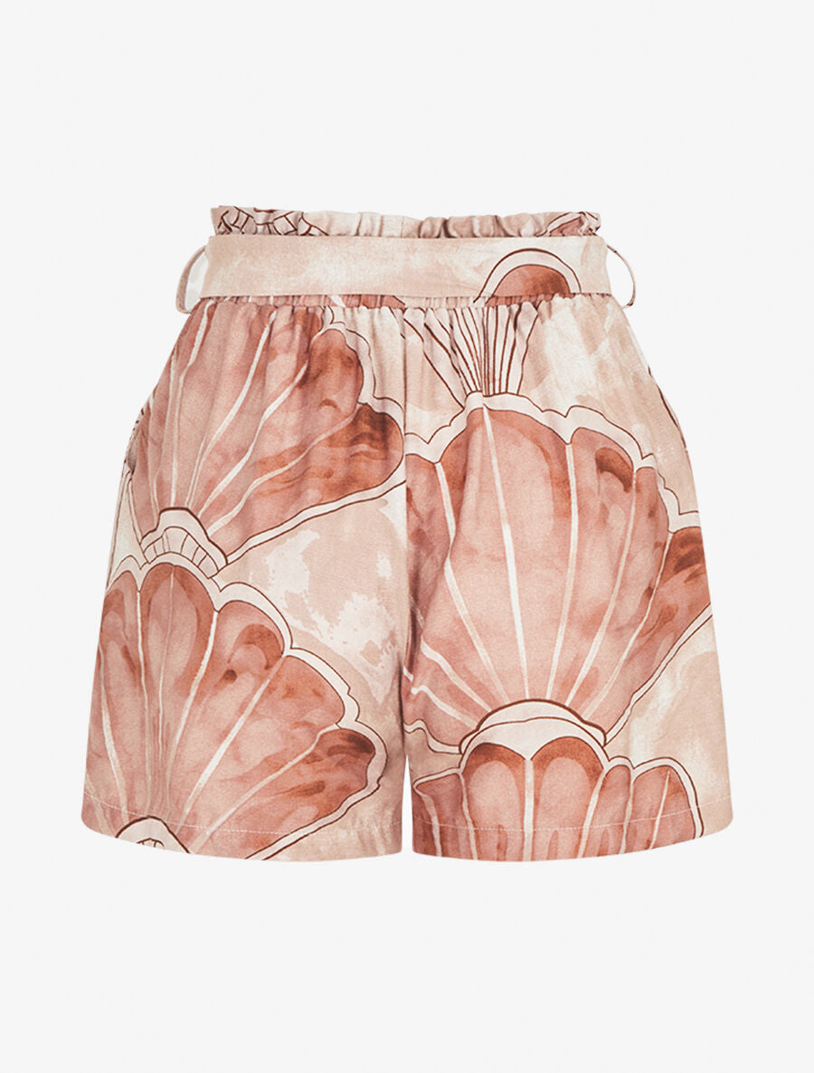 Short paper bag imprimé éventails - Marron clair - 2