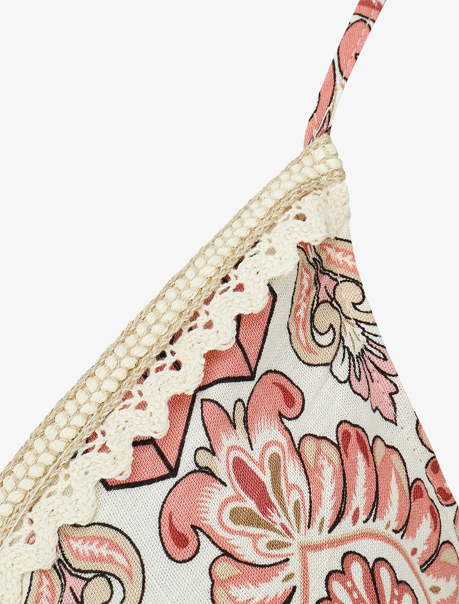 Robe mi-longue à bretelles imprimé floral - Rose - 3