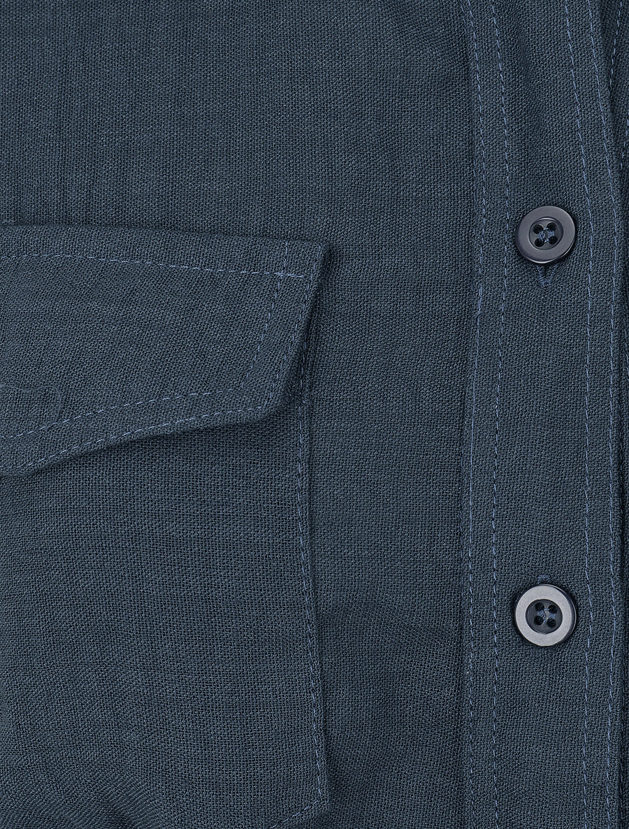 Pantalon fluide effet froissé - Marine - 3