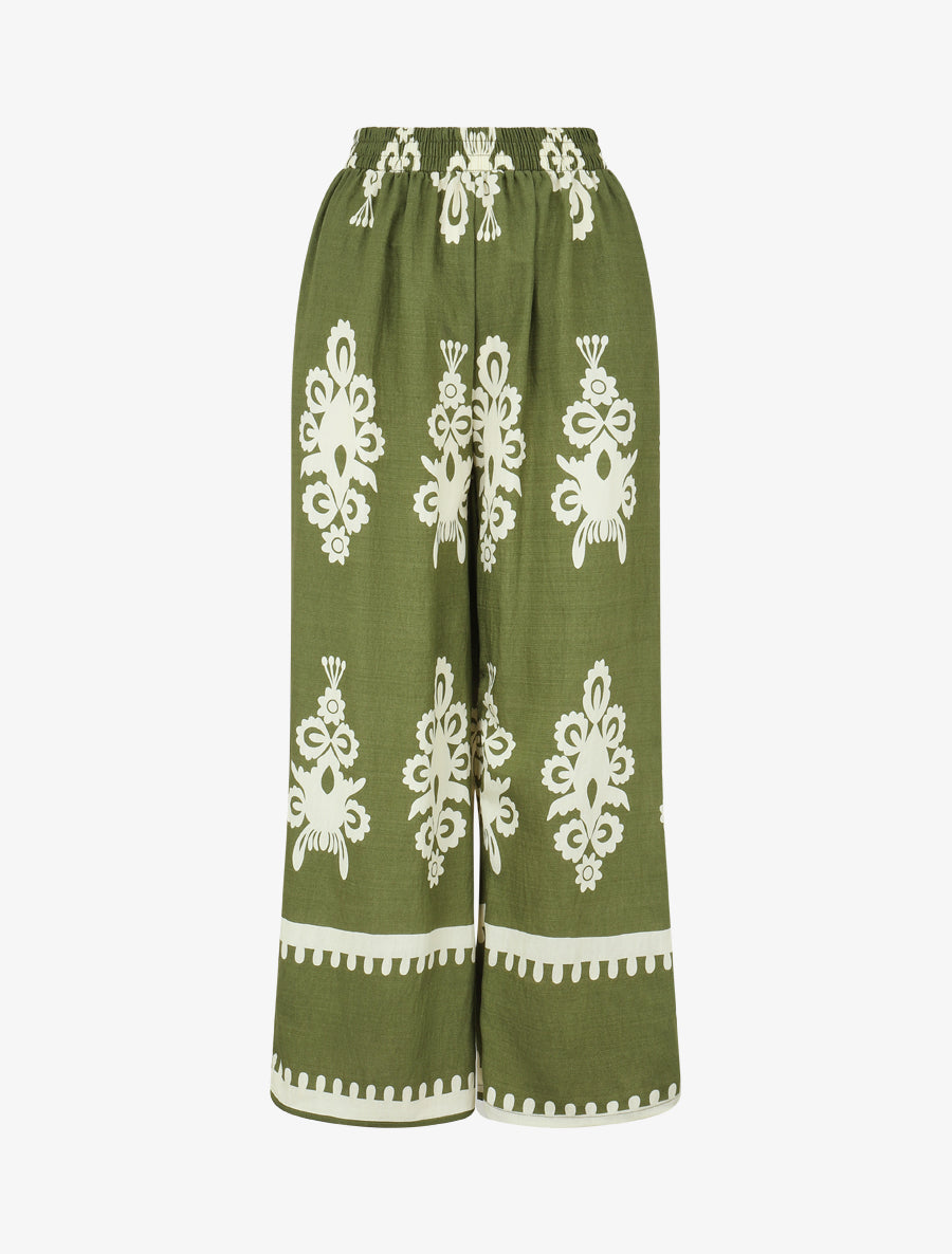 Pantalon droit imprimé ikat - Kaki - 1