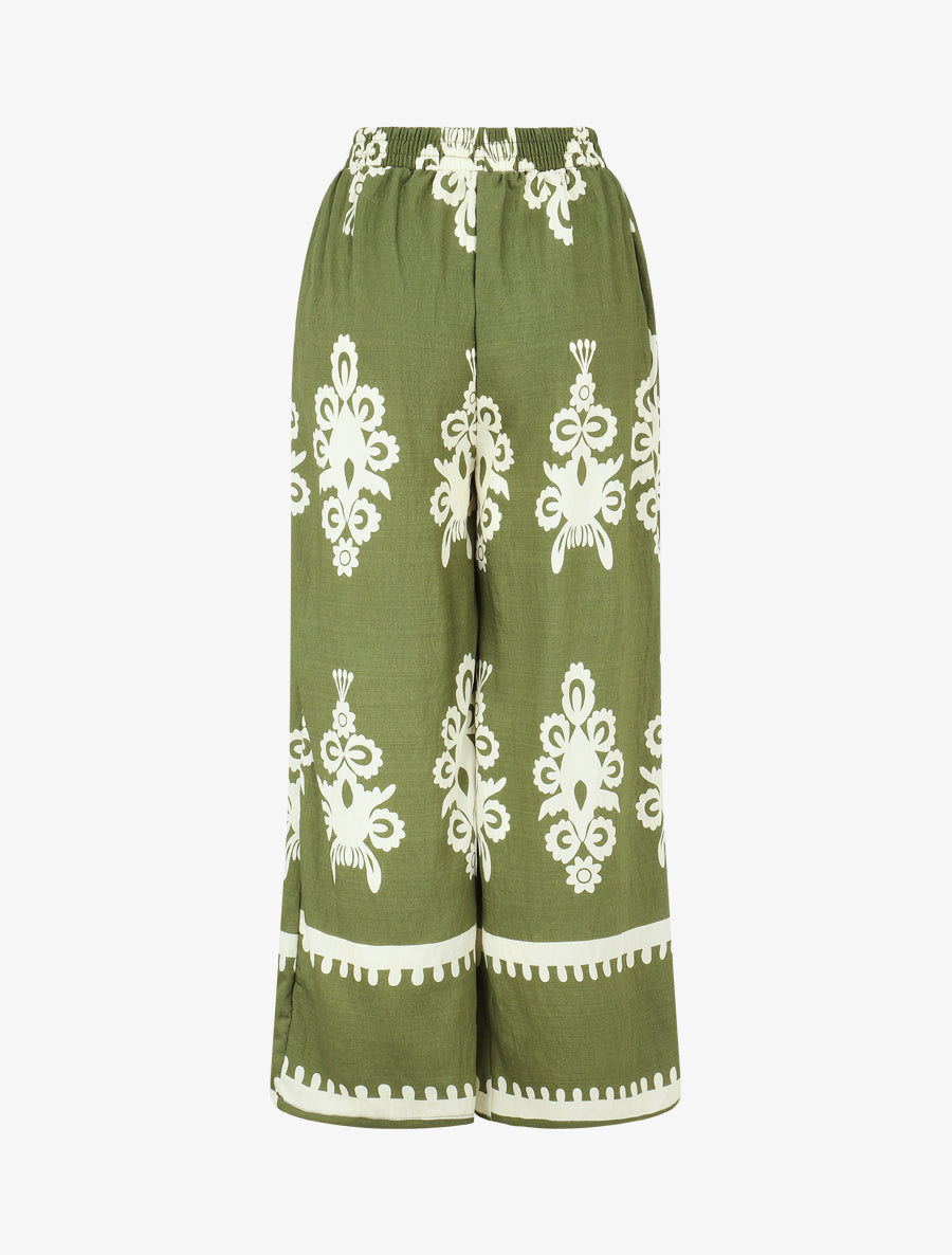 Pantalon droit imprimé ikat - Kaki - 2