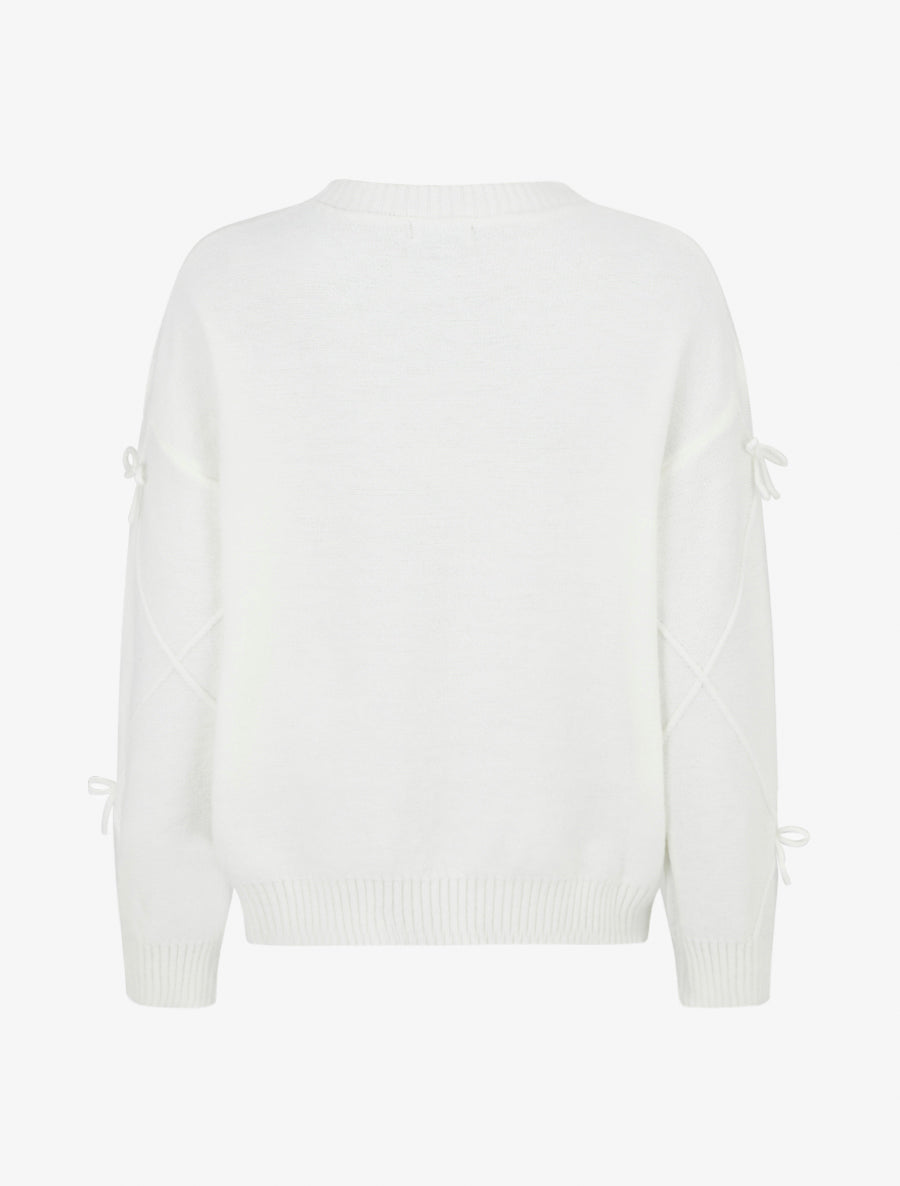 Pull uni à nœuds décoratifs - Blanc - 2