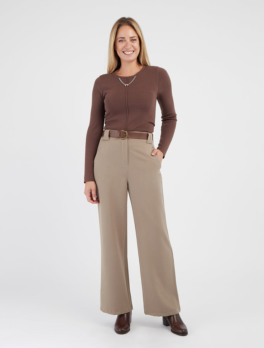 Pull asymétrique à empiècement bijou M - Marron - 8