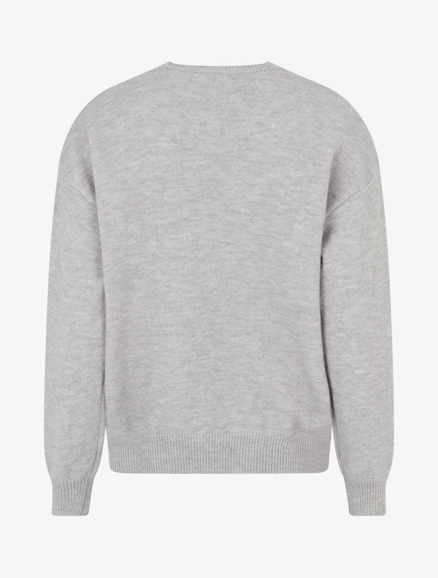 Pull droit à fleurs brodées - Gris clair - 2