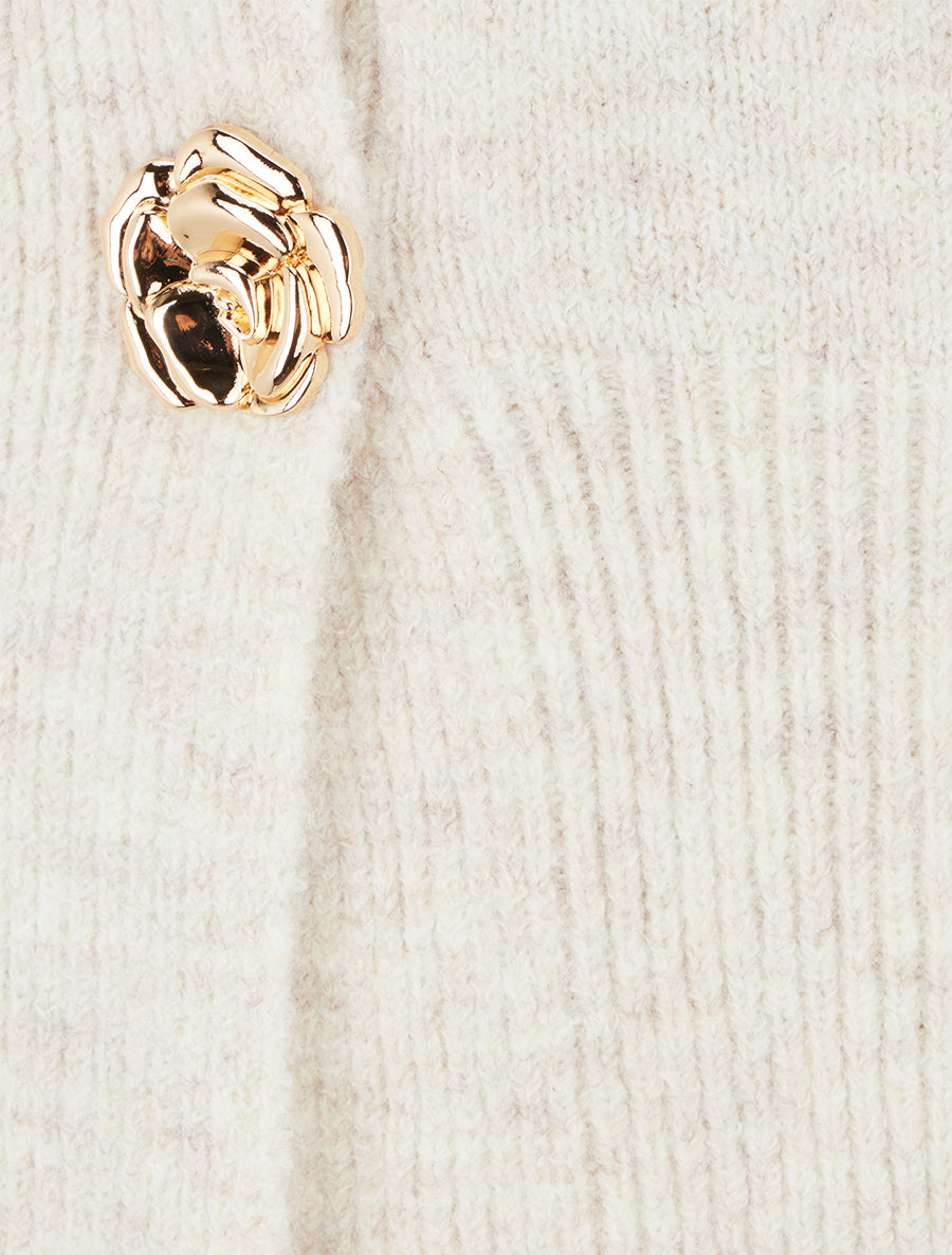 Gilet droit à boutons style rose - Écru - 3