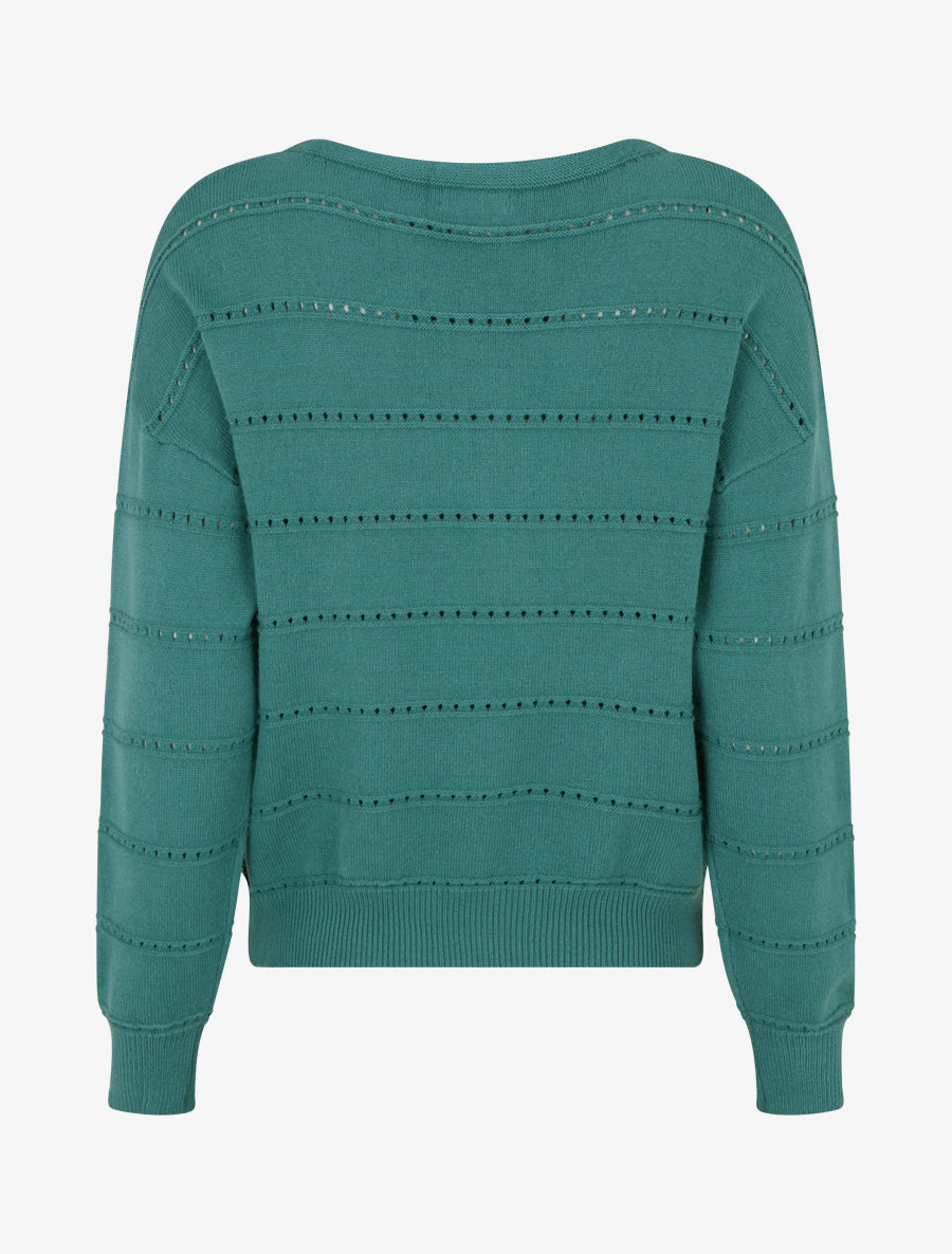 Pull uni ajouré - Vert sapin - 2