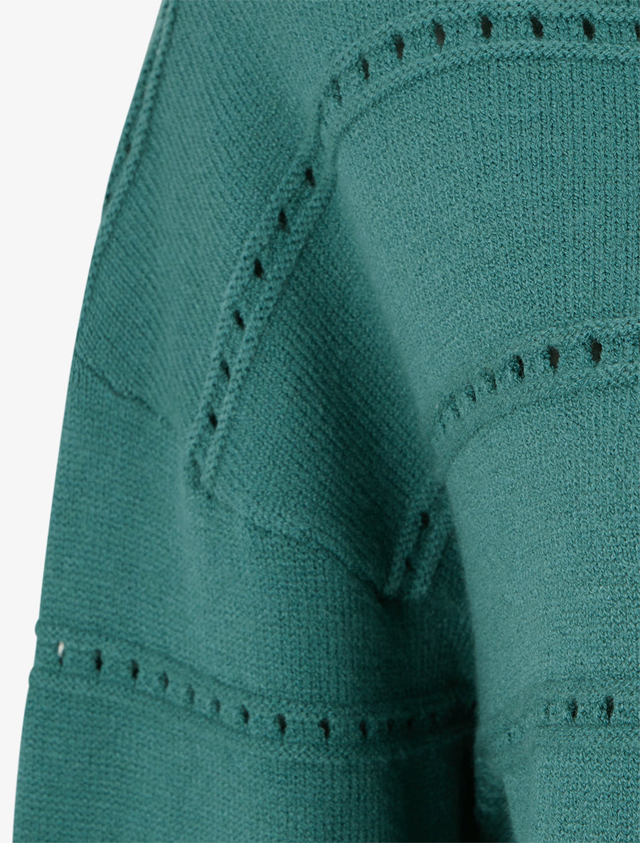 Pull uni ajouré - Vert sapin - 3
