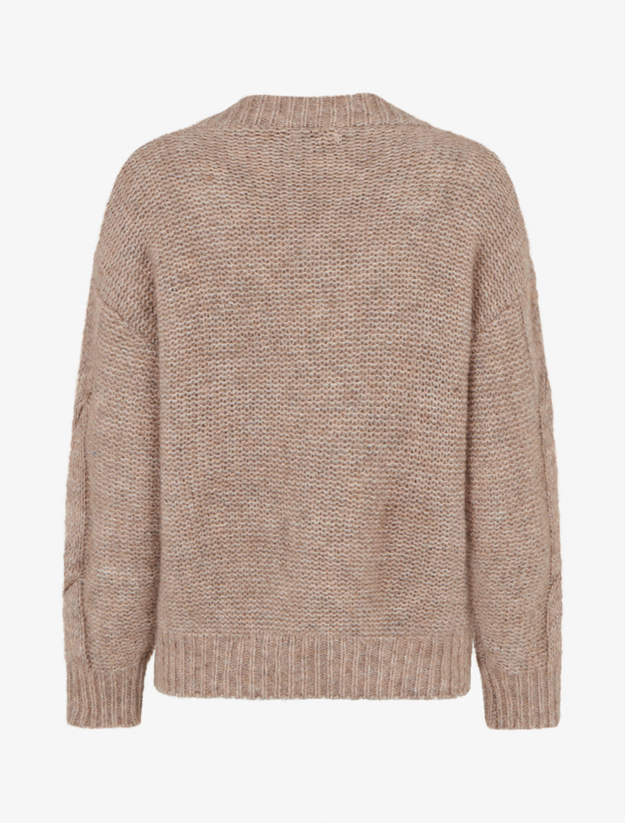 Pull droit en maille épaisse torsadée - Taupe - 2