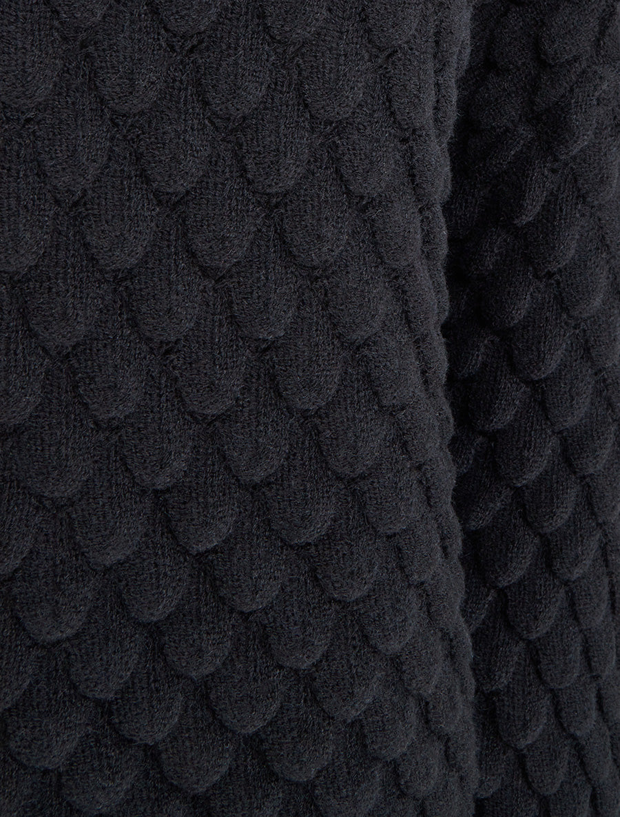 Pull texturé à motif écailles - Noir - 3