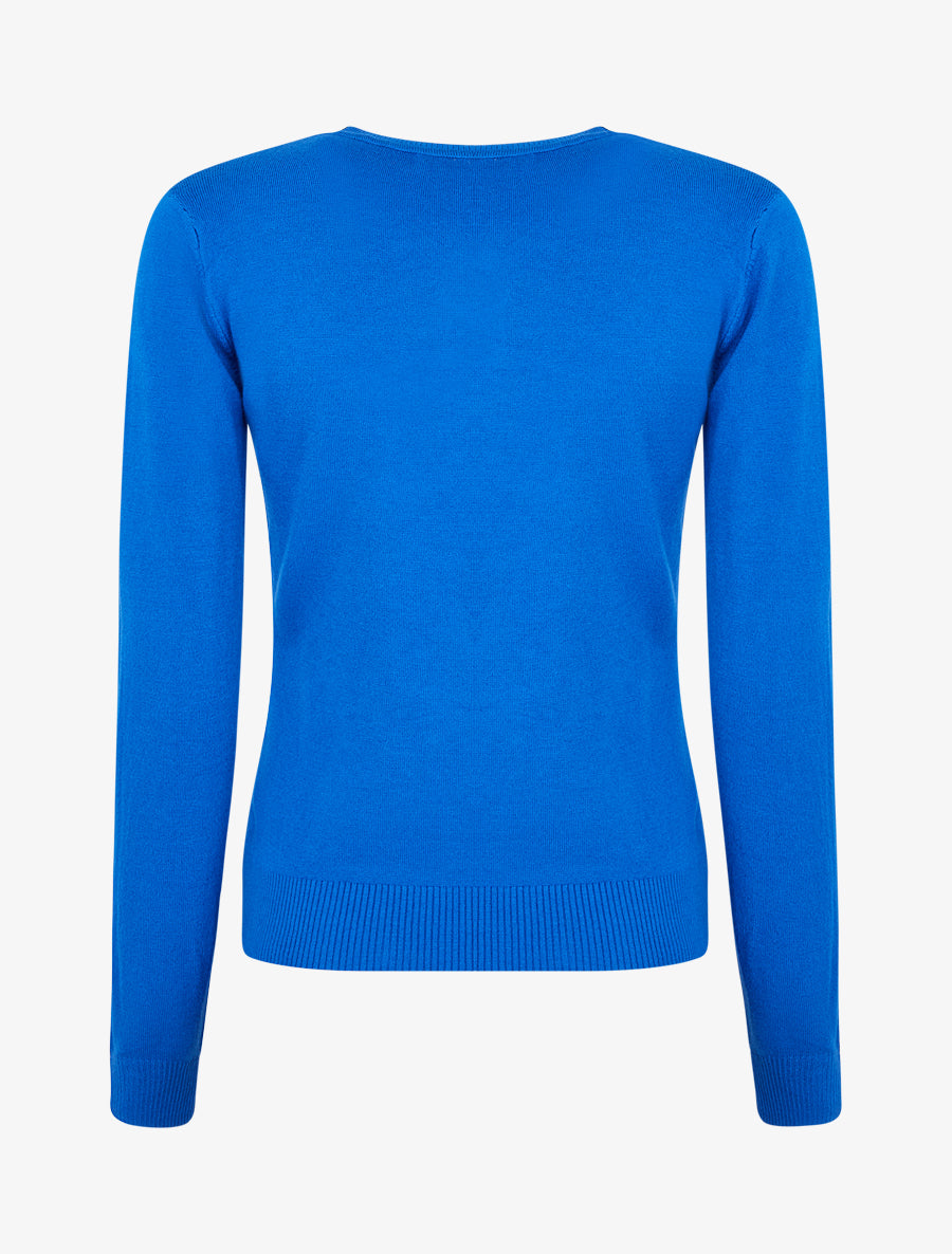 Pull fin uni à col rond - Bleu roi - 2