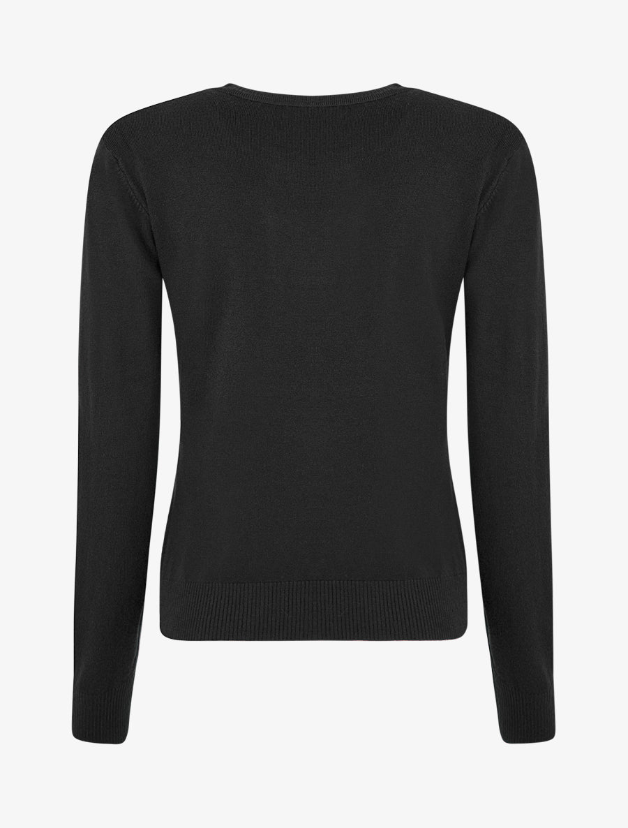 Pull fin uni à col rond - Noir - 2