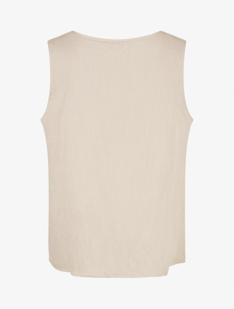 Top uni à détail broderies vagues - Beige - 2