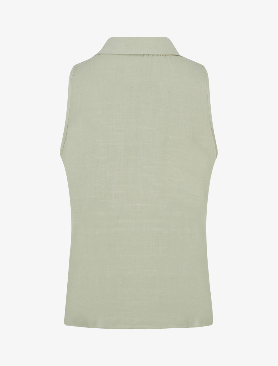 Chemisier sans manches à broderie floral - Vert amande - 2