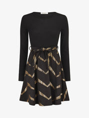 Robe patineuse à imprimés dorés - Noir - 1