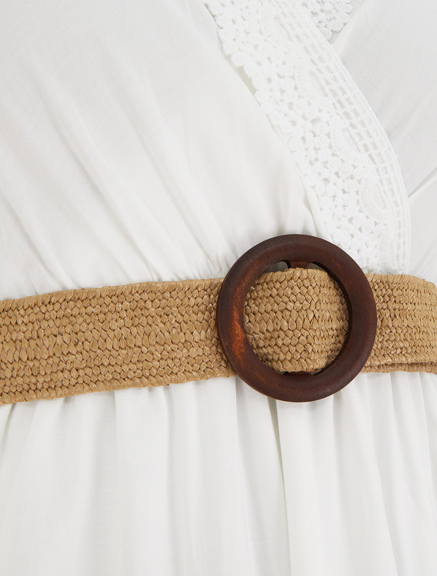 Robe longue unie à col cache-coeur - Blanc - 3