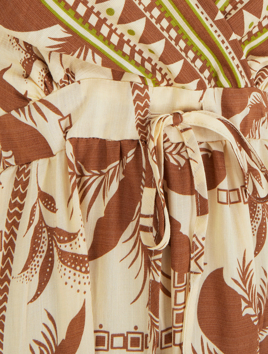 Robe longue à imprimé palmiers - Marron - 3