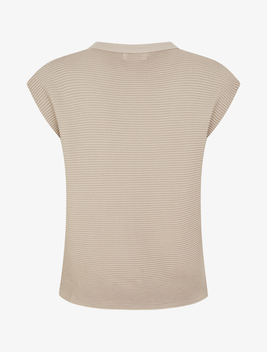 Top uni texturé à col rond - Taupe - 2