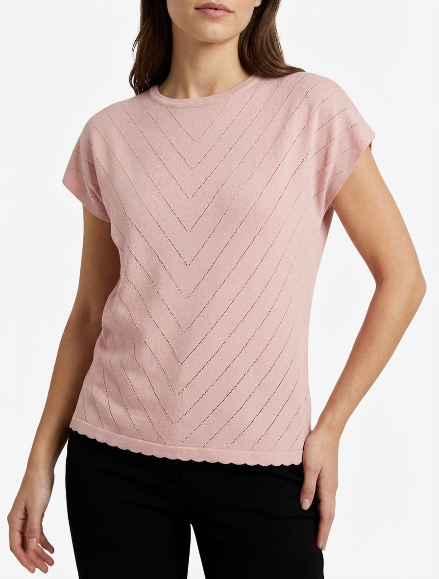 Gehäkeltes Top mit Rundhalsausschnitt - Rose