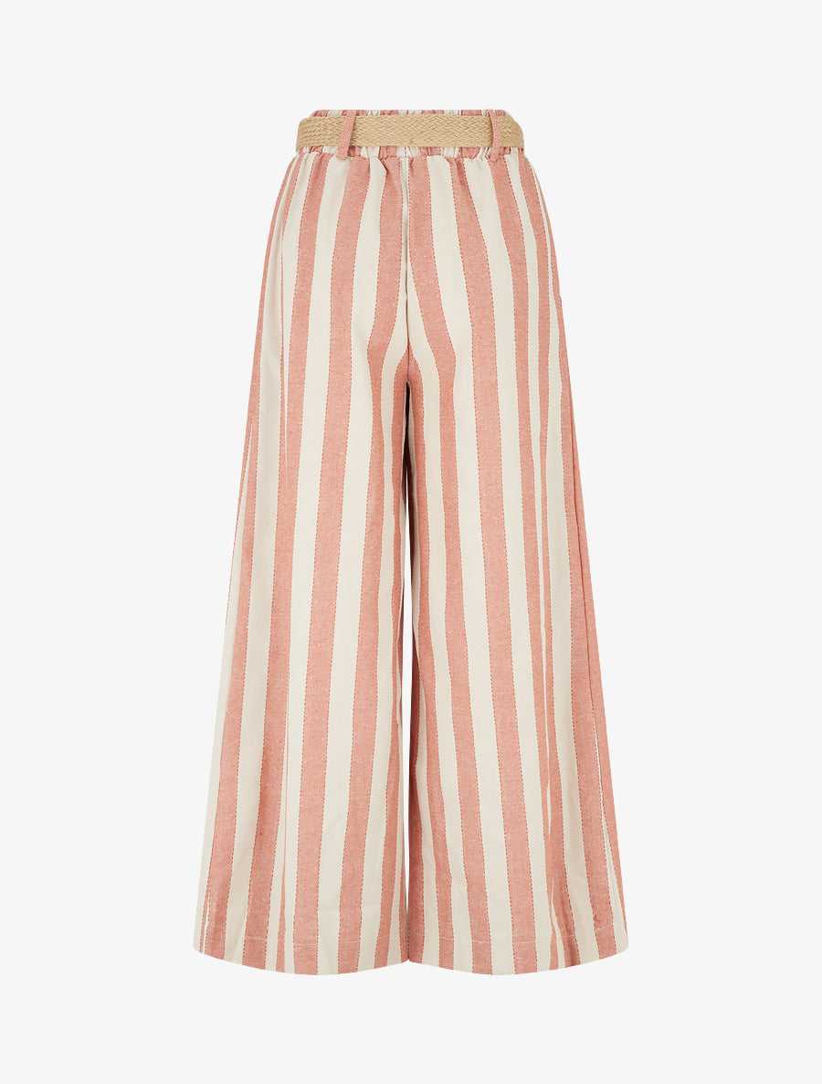 Pantalon élastiqué à imprimé rayures - Rose saumon - 2