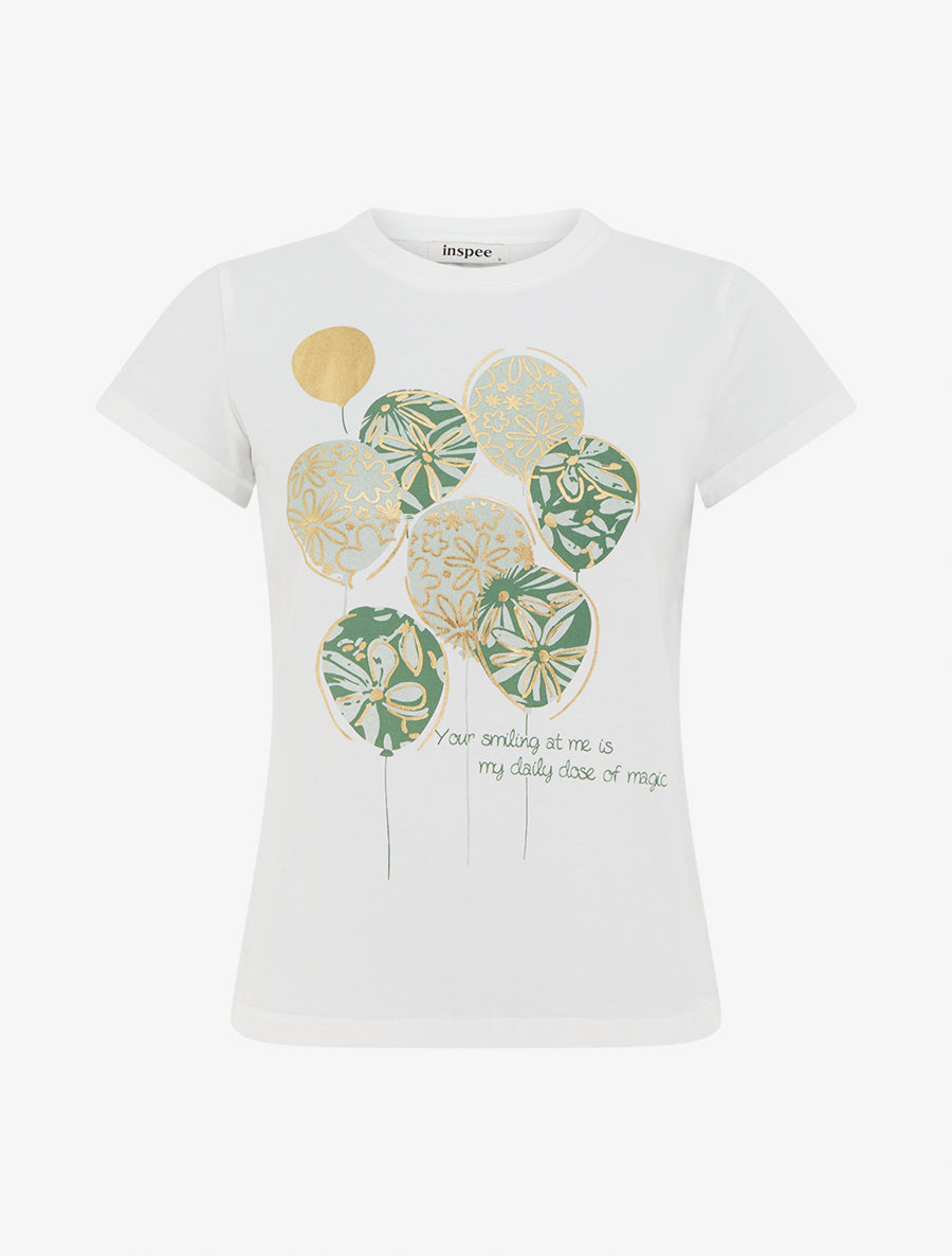 T-shirt à message et motif ballons de baudruche - Kaki - 1