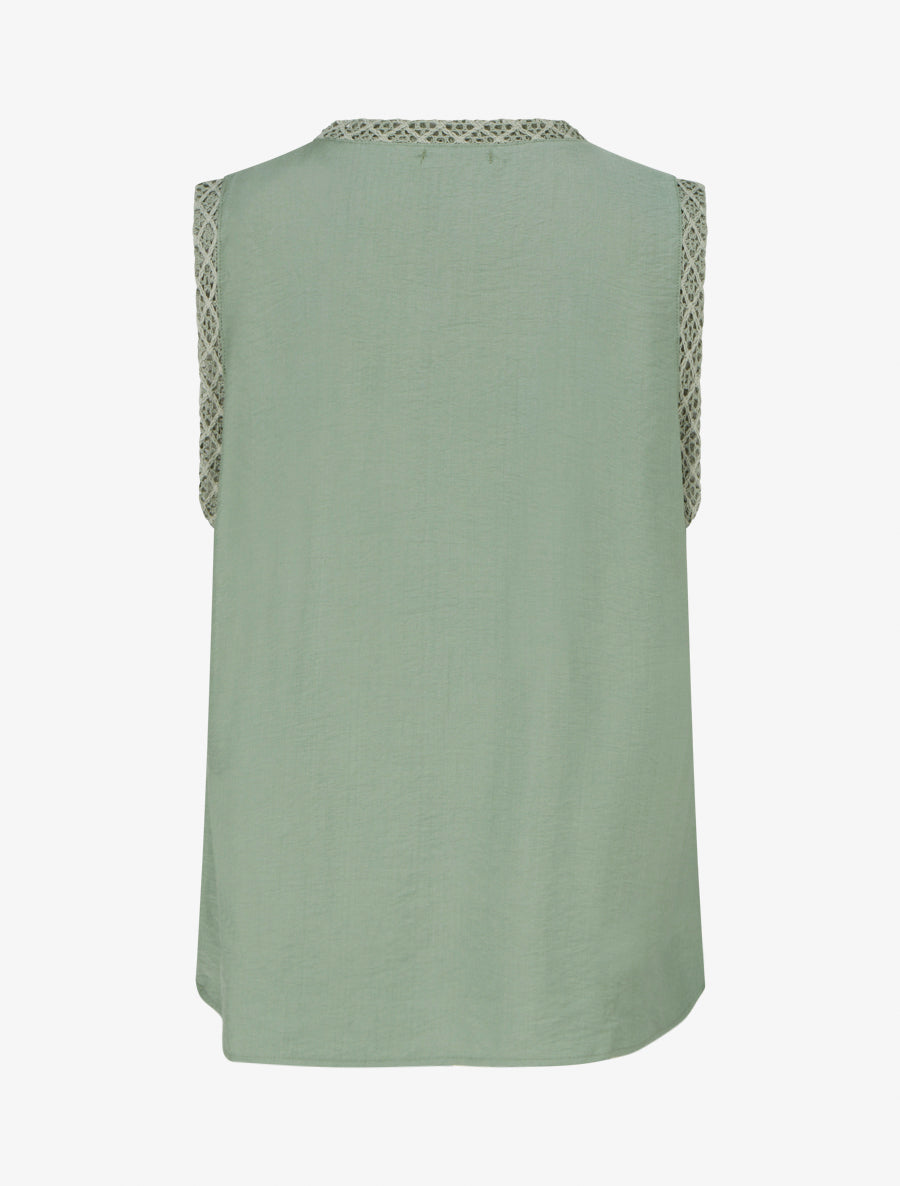 Top sans manches droit à poche en crochet - Kaki clair - 2