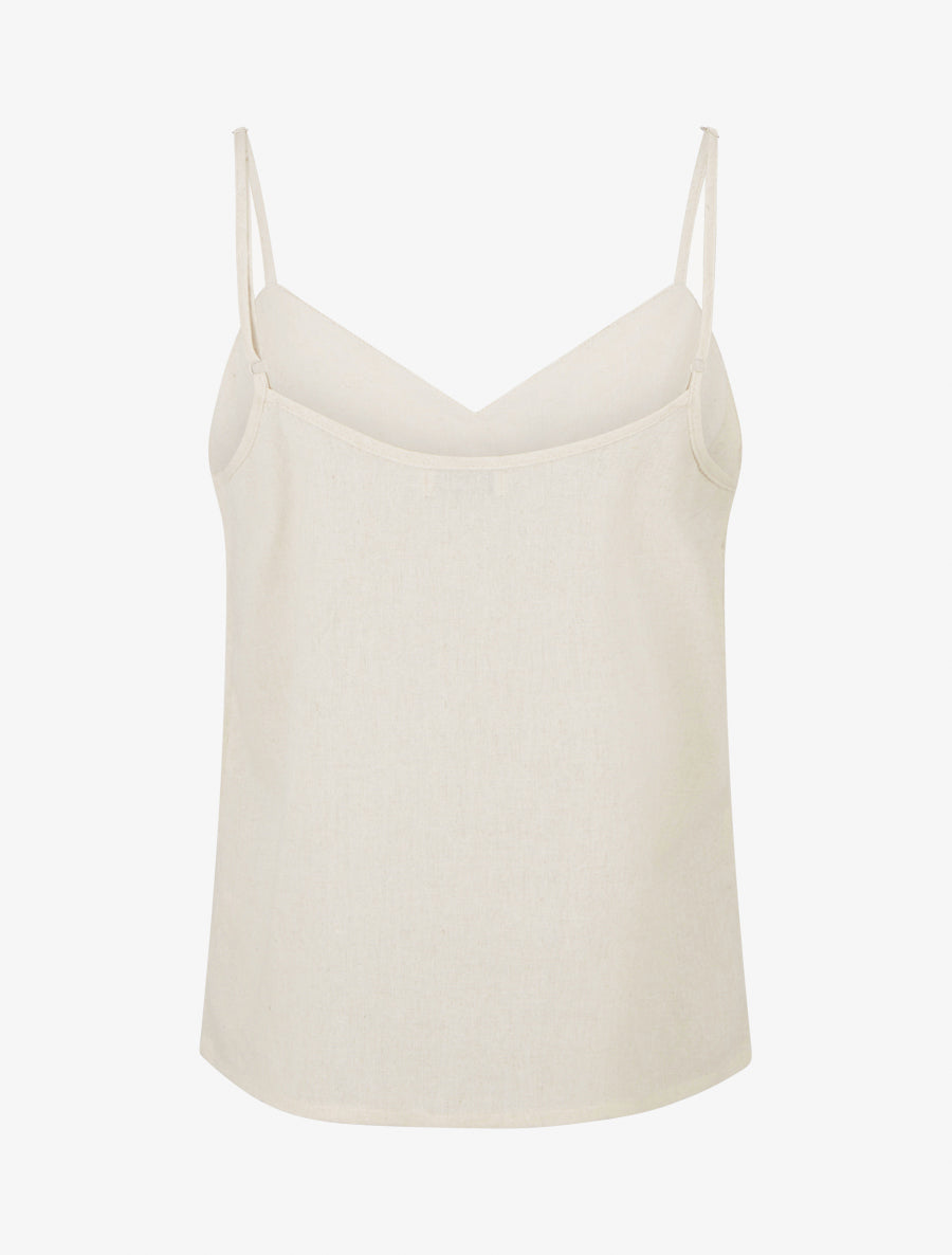 Caraco en lin mélangé à col brodé - Beige - 2