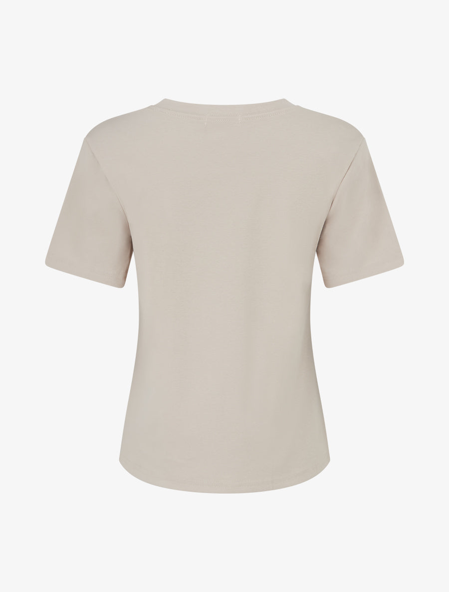 T-shirt uni à broderie feuille - Beige - 2