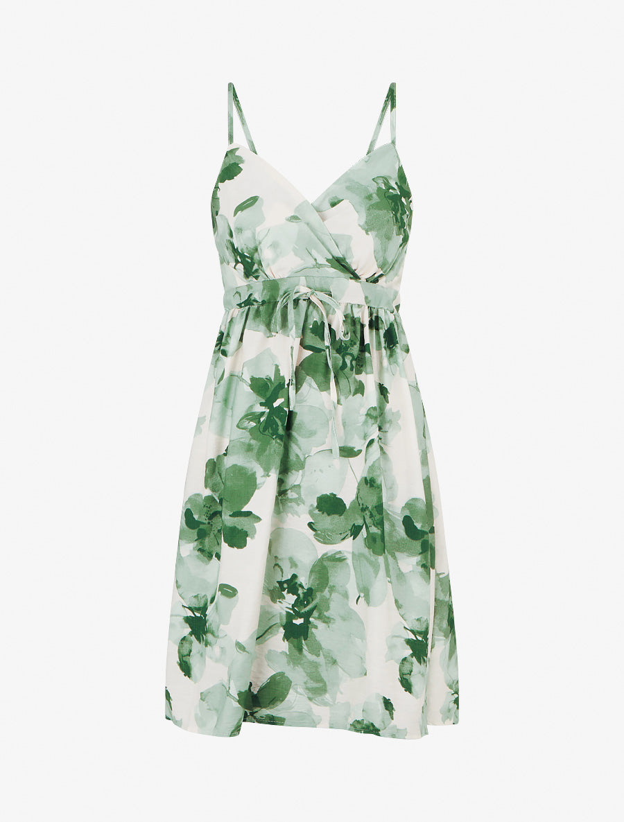 Robe mi-longue imprimé floral - Vert - 1
