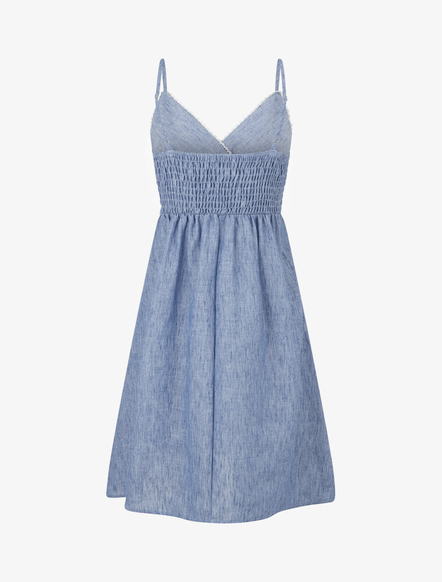 Robe mi-longue à col cache-coeur - Bleu - 2